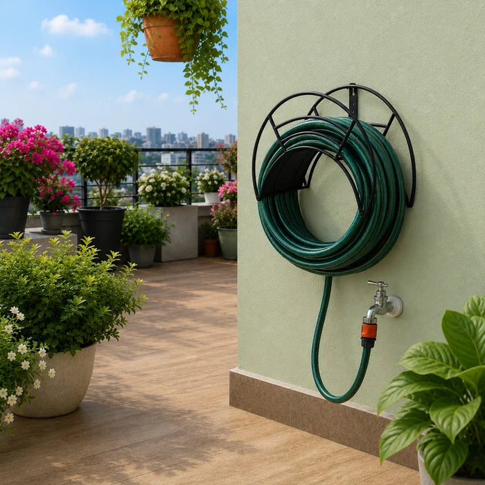 Urban Plant Wall Mount Garden Hose Hanger (Black)