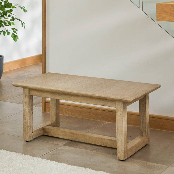 Valdis Mangowood & Travertine Rectangular Coffee Table - Laura James
