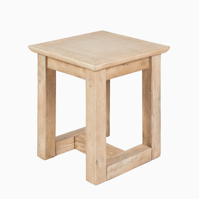 Valdis Mangowood & Travertine Square Side Table - Laura James