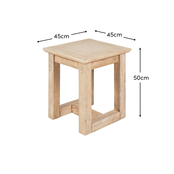 Valdis Mangowood & Travertine Square Side Table - Laura James