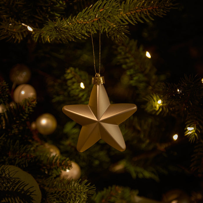 Valen Shatterproof 7.5cm Mixed Hanging Stars - Set of 6 - Pearl Gold - Laura James
