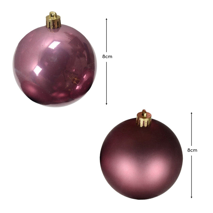Valen Shatterproof 8cm Mixed Baubles - Set of 6 - Blush Pink - Laura James