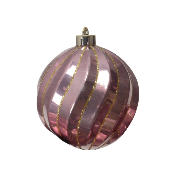 Valen Shatterproof 8cm Mixed Swirl Baubles - Set of 6 - Blush Pink - Laura James