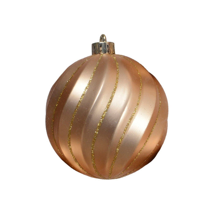 Valen Shatterproof 8cm Mixed Swirl Baubles - Set of 6 - Rose Gold - Laura James