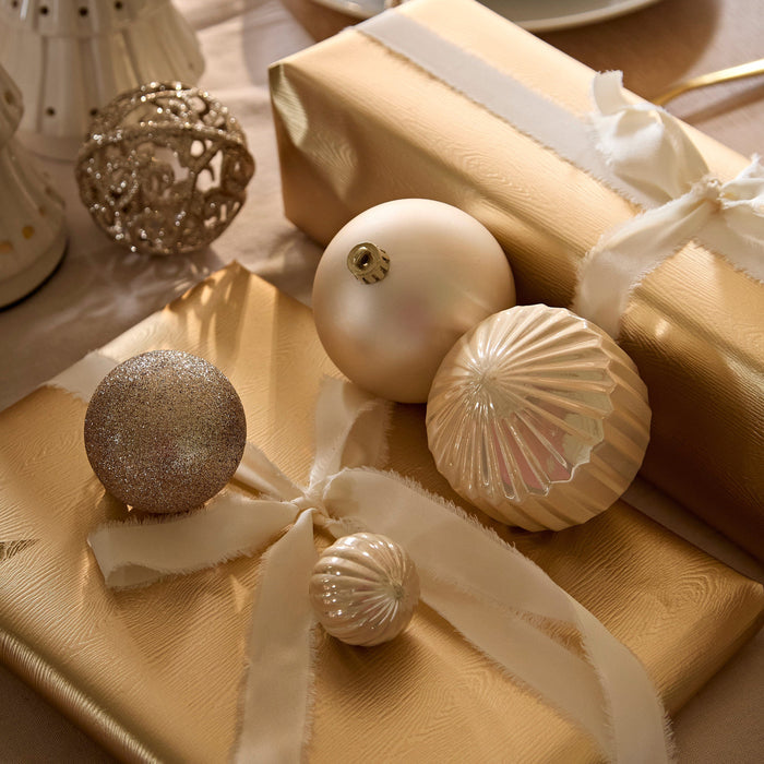 Valen Shatterproof Mixed Baubles - Set of 27 - Pearl Gold - Laura James