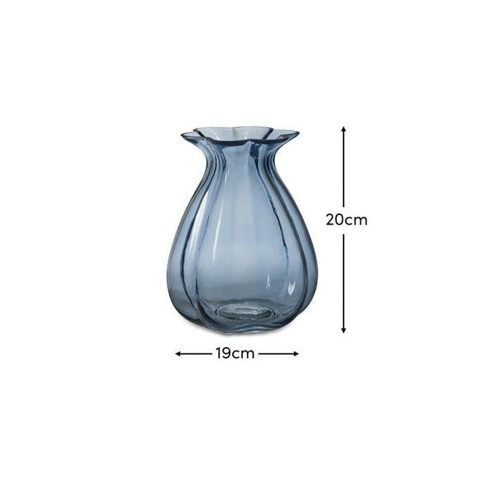 Verona 20cm Glass Vase - Cornflower Blue DIMS - Laura James