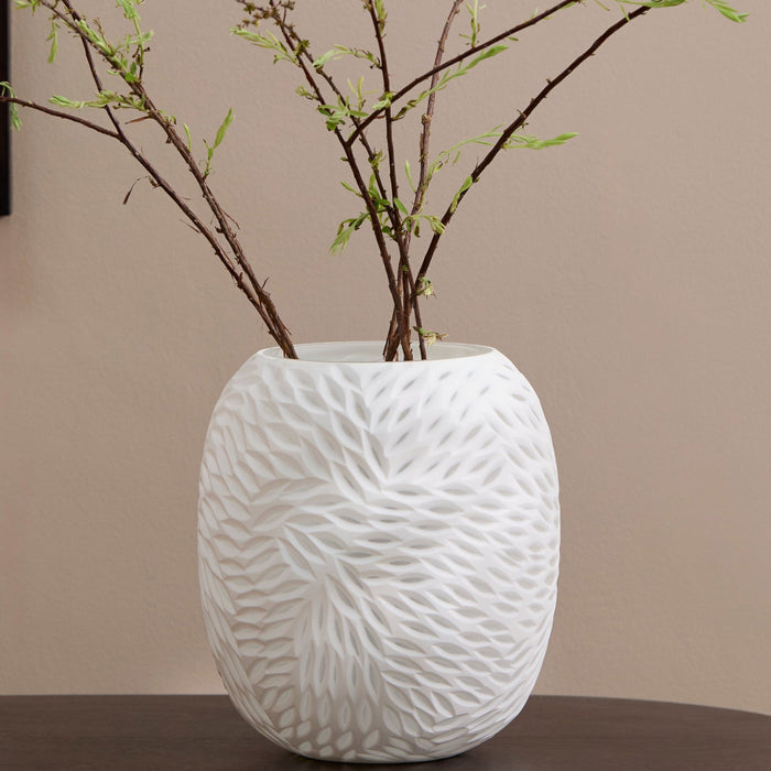 Vetralla 20cm Glass Vase - White - Laura James