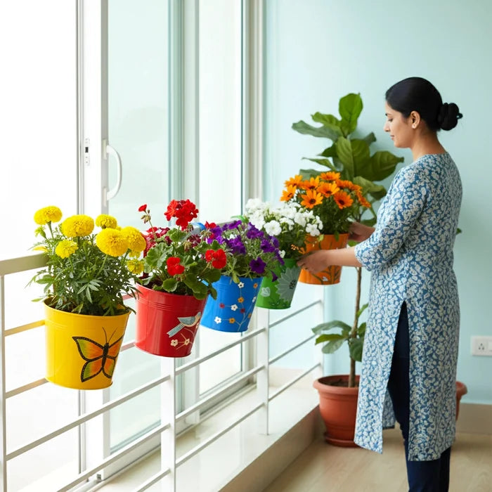 Vibrant Railing Hanging Planters - (Set of 5) Hanging Planter Urban Plant
