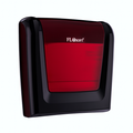 Flosoft tissue dispenser Stainless steel black-and-red front view