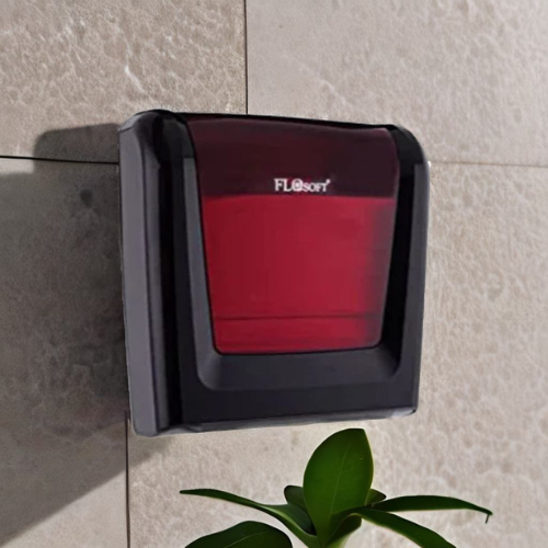 Flosoft tissue dispenser Stainless steel close-up detail