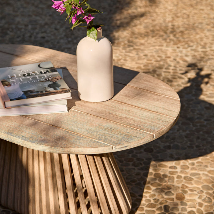 Willow Oval Garden Coffee Table - Brushed Light Acacia - Laura James
