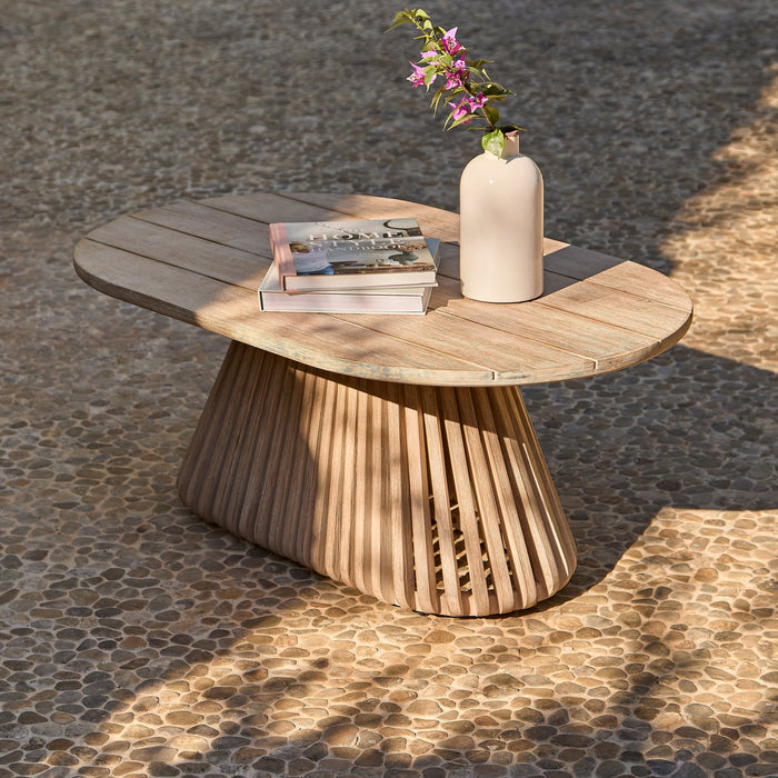 Willow Oval Garden Coffee Table - Brushed Light Acacia - Laura James