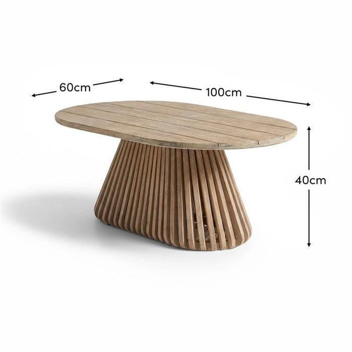 Willow Oval Garden Coffee Table - Brushed Light Acacia - Laura James