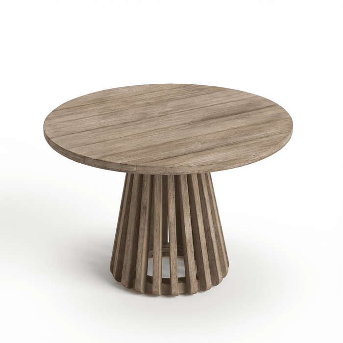 Willow Round Wooden Garden Coffee Table - Brushed Light Acacia - Laura James
