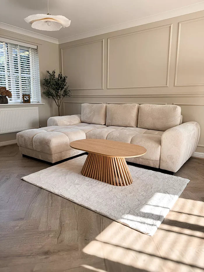 Willow Whitewash Oval Coffee Table - Laura James