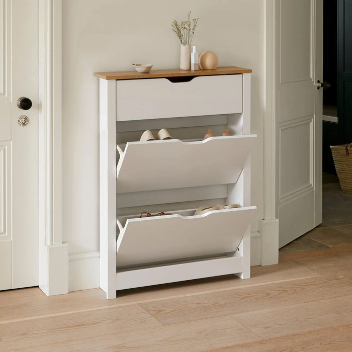 Windsor Shoe Cabinet - 3 Door - White - Laura James