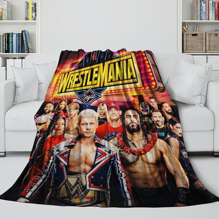 WWE Pattern Blanket Flannel Throw Kids Room Decoration
